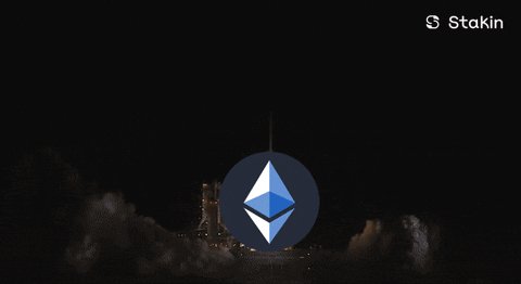 The image features a rocket launching into space with the Bitcoin logo displayed above it. Below the rocket, there's a caption that reads "Welcome, Kyle. $ETH". The text "ETH" stands for Ethash, which is a cryptocurrency created by Bitcoin.
