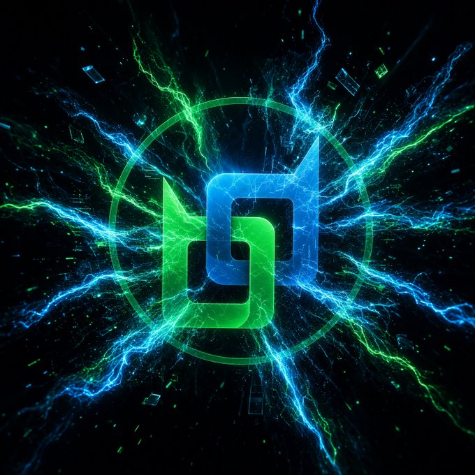 The image shows a glowing blue and green interlocking logo with electric energy streaks radiating outward against a black background. The post discusses BNS (Beldex Name Service) and $BDX, and the logo's connected, decentralized design visually reinforces the post's theme of reclaiming ownership of online identity in web3.
