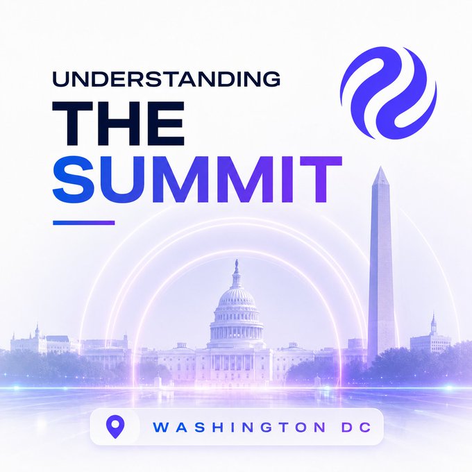 A promotional graphic for 'UNDERSTANDING THE SUMMIT' featuring the U.S. Capitol building and Washington Monument in a purple-tinted Washington DC setting.