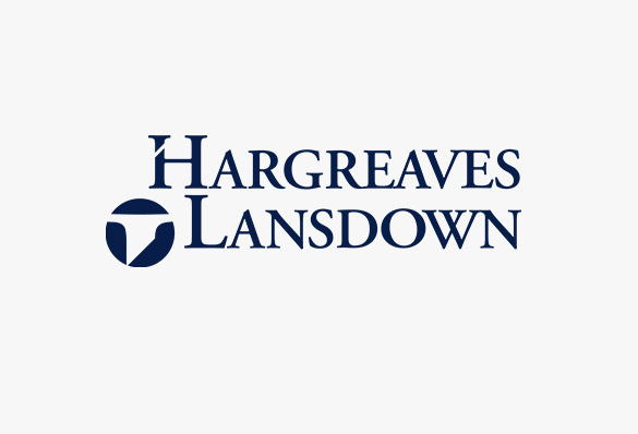 The logo of Hargreaves Lansdown, the UK's largest investment platform, is displayed in dark blue serif lettering, corresponding to the post about the company opening up Bitcoin and Ether ETN trading for traditional investors.