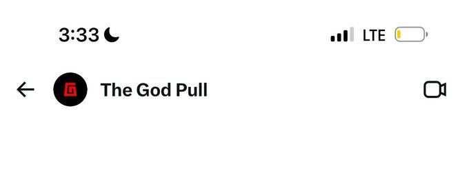 A screenshot of the mobile app shows the channel "The God Pull" with a back arrow and video call icon, reflecting the user's claim of joining the group and being ready for upcoming activity.