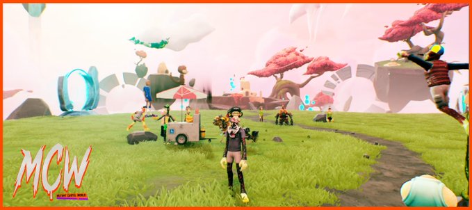 The image features a cartoon girl standing in front of a pink background, surrounded by various objects such as trees, flowers, and other cartoon characters. The caption reads "Mutant Monday Ep. (1/3) Having fun with NFTS featuring @FROGE69mg". This suggests that the post is related to a video game or an animated series where the main character is a girl named Fiona who is exploring a magical world filled with pink and green elements, interacting with other characters like frogs.