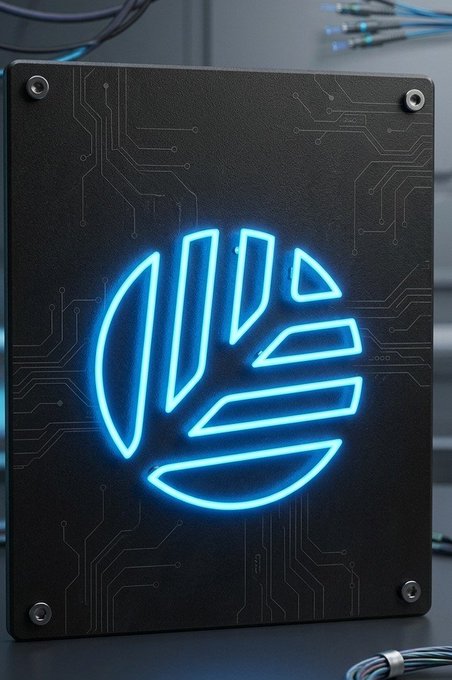 A black server unit with circuit-board detailing features a glowing blue logo composed of curved and angular lines, reflecting the post's emphasis on the behind-the-scenes infrastructure powering AI agents. The image visually reinforces the message that real progress in AI comes from robust, ready-to-deploy systems rather than just the agents themselves.