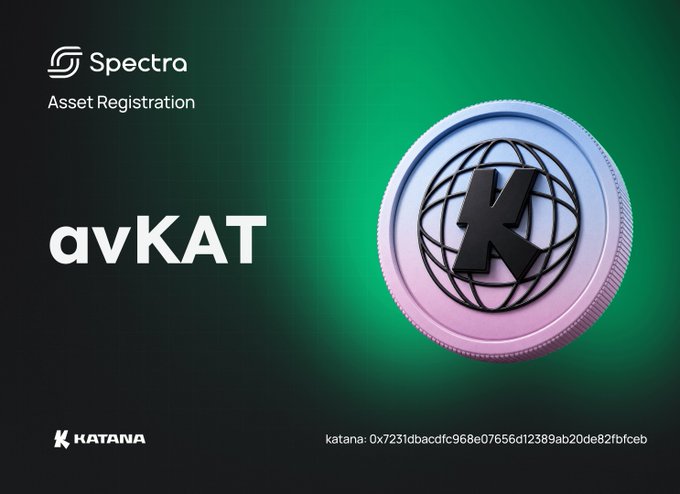 The image features a coin with the word "avkat" written on it, which is a type of cryptocurrency. The coin has a pink and purple color scheme and is placed against a green background. Below the coin, there's text that reads "avKAT keeps stacking utility. It auto-compounds and you can post it as collateral to borrow against it to stay liquid." This suggests that the coin is designed for users who want to invest in cryptocurrency but may not have the funds available to purchase a large amount of coins at once. The coin allows them to lend their existing coins, which are then used to create new coins, and they can receive interest on these new coins as payment.