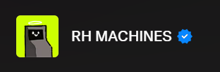 The RH MACHINES profile banner with a verified blue checkmark is displayed alongside a pixelated character icon, appearing to promote a project that's being highlighted as a top presence on OpenSea's NFT trading charts. The post suggests this profile has built significant recognition in the NFT community through grassroots effort and momentum.