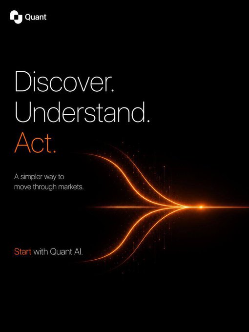 The image features a text box that reads "Discover. Understand. Act." followed by an orange arrow pointing towards another text box saying "Start with Quant AIPoio!". The background of the image is black, which emphasizes the contents of the poster. There is no visible information about what company this poster belongs to or their specific product/service offerings.