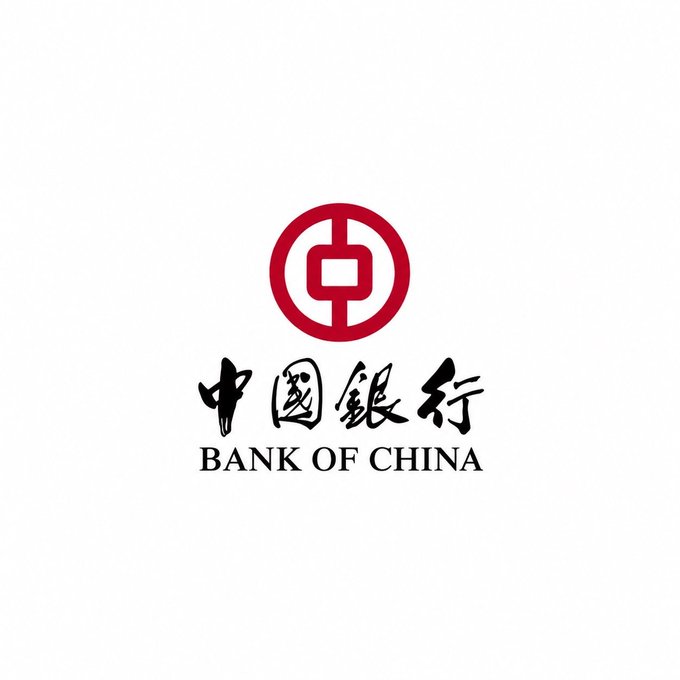 The image displays the official logo of Bank of China, featuring a red circular emblem with a stylized Chinese coin design above calligraphic Chinese characters "中國銀行" and the English text "BANK OF CHINA." The logo represents one of the traditional banking giants whose combined valuation with Bank of America has reportedly been overtaken by Bitcoin's market cap, as highlighted in the accompanying post about cryptocurrency surpassing legacy financial institutions.