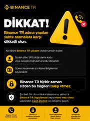 A Binance TR (Binance Turkey) warning graphic cautioning users about a new phone scam in which callers impersonate Binance TR employees, claim a suspicious account transaction, and pressure victims to share SMS verification codes or transfer funds to a different account.