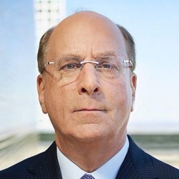 A close-up professional portrait of a serious-looking older man with glasses, a dark suit, and tie, set against a blurred background. The image accompanies a breaking news post about BlackRock CEO Larry Fink expressing bullish sentiment on Bitcoin and the broader markets.
