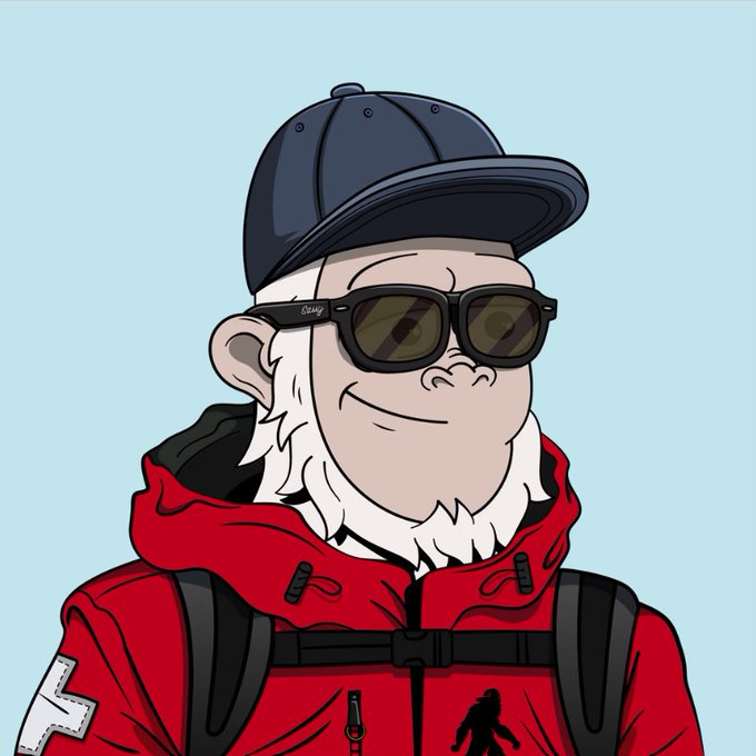 A digital illustration of a cartoon monkey wearing a red hoodie, black sunglasses, and a dark blue baseball cap, resembling a stylized 3-0 character.
