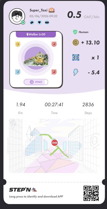 The image shows a phone screen displaying a map of a room with a cartoon character inside, along with text that reads "Today'S #BNB Realm #STEPNGO G111FA6rr2kT 72393222 Let's play". The post is about a game called "StepN" and it encourages people to participate in the game.