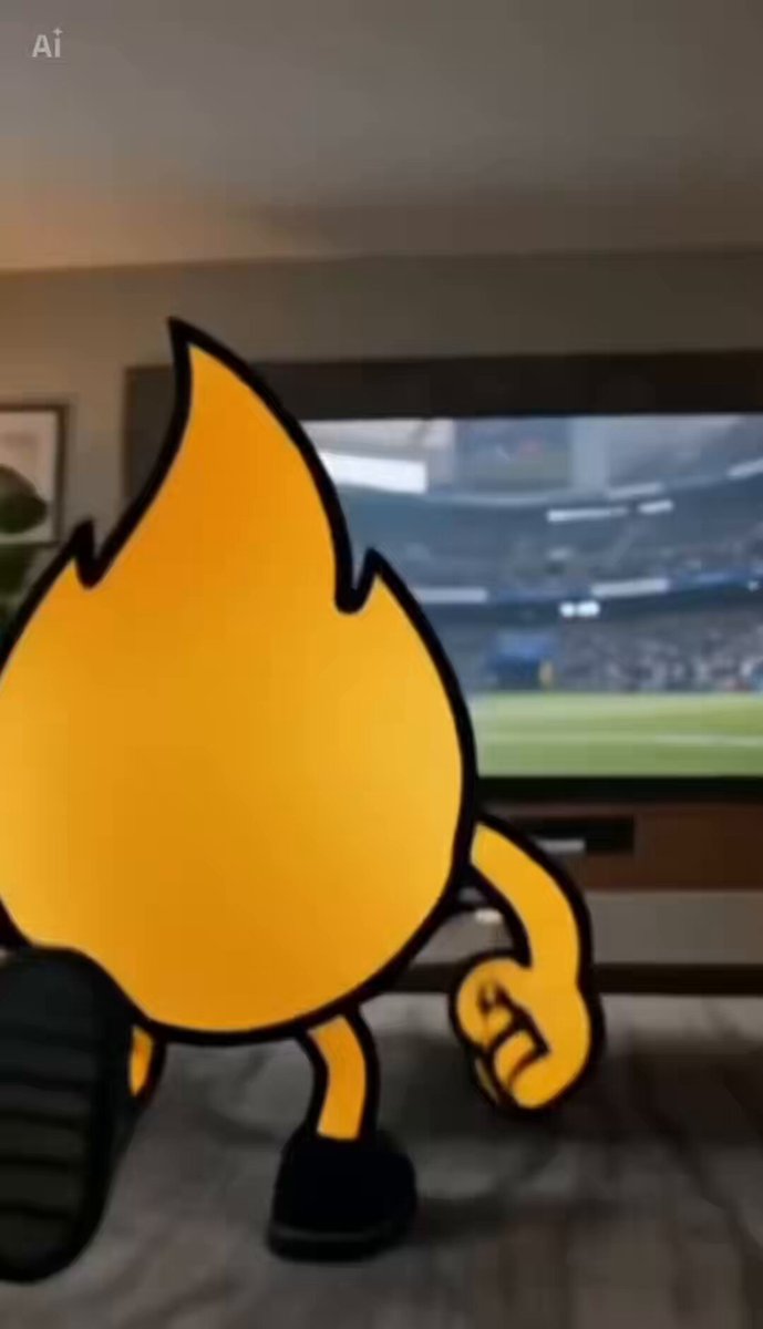 The image features a cartoon character, likely a fire-breathing dragon or a similar creature, depicted running across a room with its arms outstretched as if ready for an attack. The character appears to be in motion, possibly running towards a television screen that is turned on and displaying the FIFA World Cup logo. This scene could be part of a promotional video or social media post related to the FIFA World Cup event.