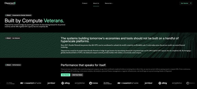 The image shows a webpage that displays information about distributed computing platforms called "Built by Computer Veterans". The content of the website includes details such as a breakdown of distribution problems, an explanation of dispersed.com/about-us, a list of partnerships, and a blog post discussing the topic. The overall atmosphere is serious and informative.