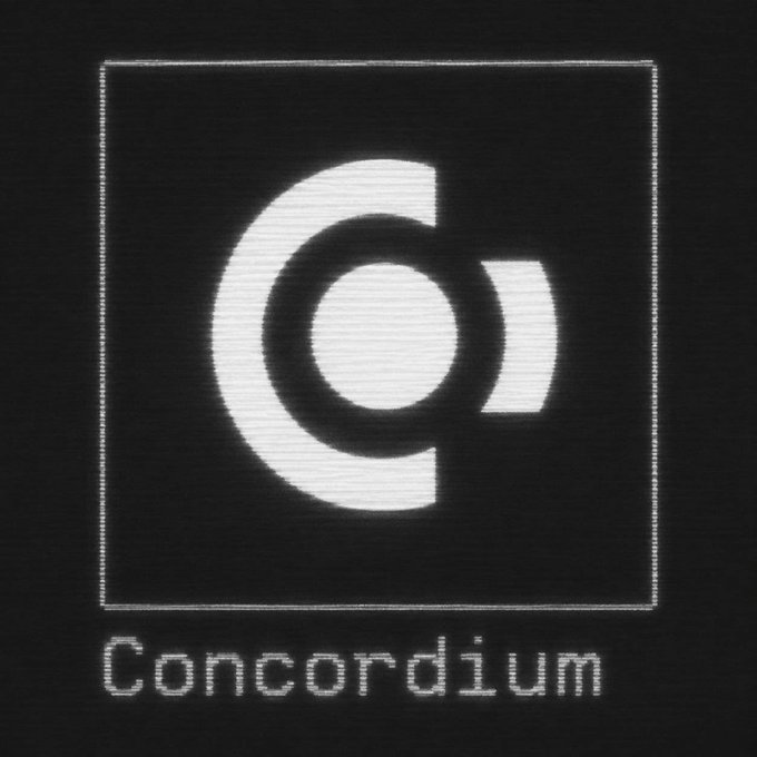 A black and white logo featuring a stylized 'C' inside a square frame with the word 'Concordium' written below.