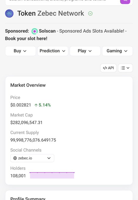 The image shows a phone screen displaying information about a game or market summary, possibly related to Bitcoin. It has text that says "$ZBCN 108k Holders baby @simonb_ldn and $XLM launched some bullish news we are on the rise (LFG) Fly those flags high mates". The image also shows the name of the app and a purple bar that reads "100,001". The phone screen focuses on providing information about the game or market summary.