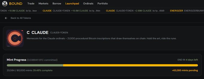 The image shows a screenshot of a website called "bound" with a black background, displaying information about a person named "Claude" who has posted something on social media. The post seems to be related to Bitcoin or cryptocurrency, as indicated by the text in the image. The post is titled "People are fomoing on $Claude now. Looks like same scenario like ?" and it appears that there might have been a similar situation with another person named "$Null" who posted something about Bitcoin. The screenshot also includes a link to the original post, which is located in the bottom right corner of the image.