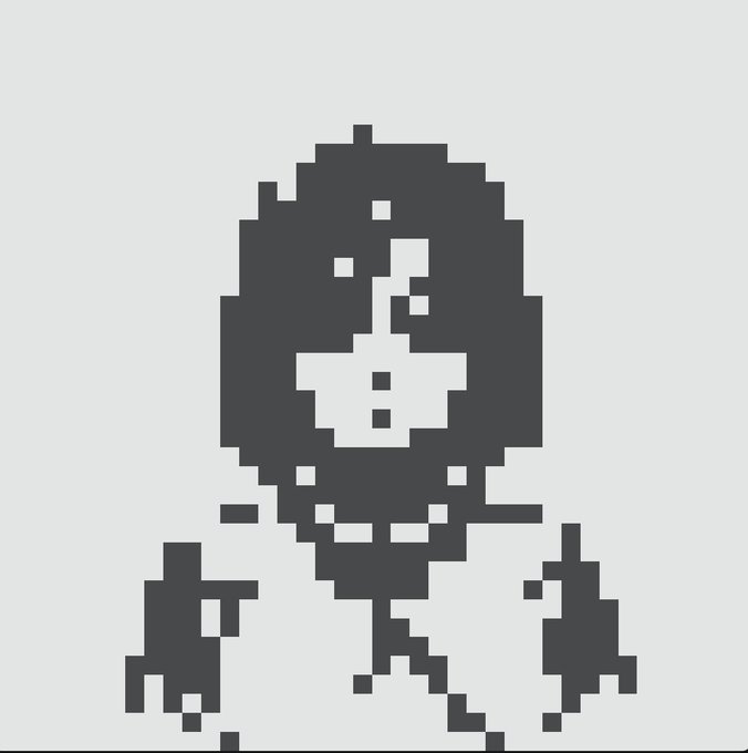 A pixel art figure with a hollow, fragmented skull-like face and smaller companion figures stands on a thin baseline, visually echoing the post's idea of a "living digital system" where distinct characters function as nodes in a programmable, layered economy rather than isolated collectibles.