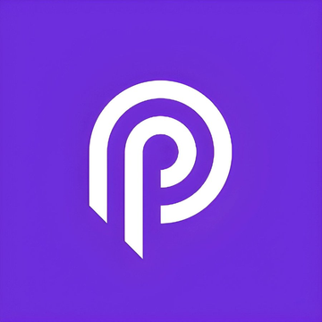 A white 'P' logo on a solid purple background.