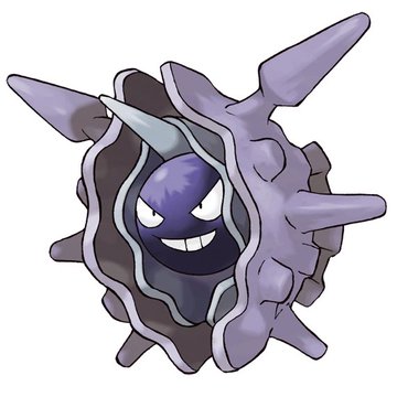 The image features a cartoon character with a shell-like body, horns, and spikes, sitting inside an open shell. The character appears to be smiling, giving off a friendly vibe. The background of the image is white, which contrasts nicely with the colorful and detailed character. There are no texts or other objects in the image, making it a simple yet engaging visual.