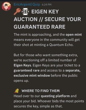 "Big news from Quip Network! @quipnetwork has shared a new update about the upcoming NFT mint. If you want a guaranteed spot for the rare NFT mint, you'll need to bid for it. This gives your Quip Points another important use".