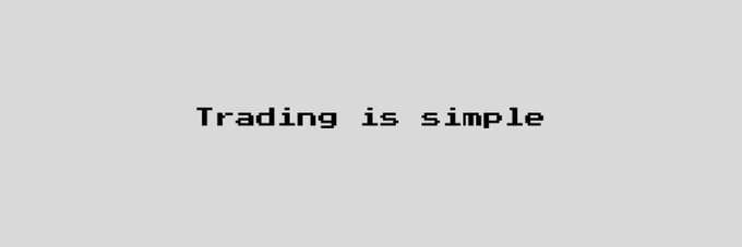 Text on a gray background that reads 'Trading is simple'.