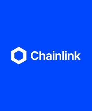 A solid blue background displaying the Chainlink logo and brand name in white.