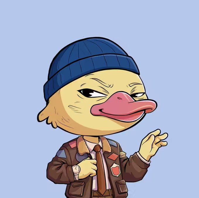 The image features a cartoon duck character wearing a suit and tie, standing against a blue background with its arms outstretched. The duck appears to be posing for a photo or drawing, possibly as part of an advertisement or promotional material. The caption below the image reads "Good morning weekend builders", which suggests that this could be related to a specific niche or interest group.