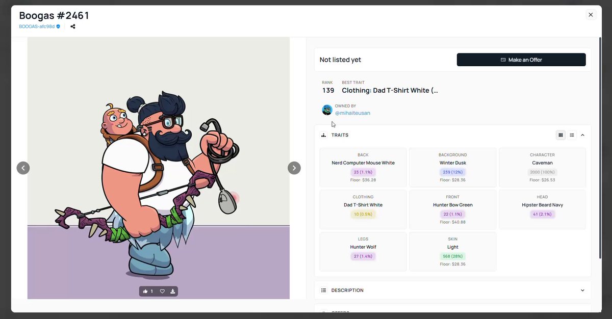 The image shows a screenshot of a website that displays an advertisement for a cartoon character named "Grosses" with a price tag of $4.99. The website also has a section where users can rate, review or comment on the cartoon character.