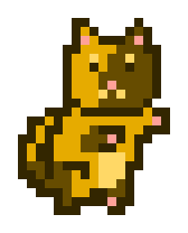 Pixel art illustration of a brown hamster or gerbil standing on its hind legs against a black background.