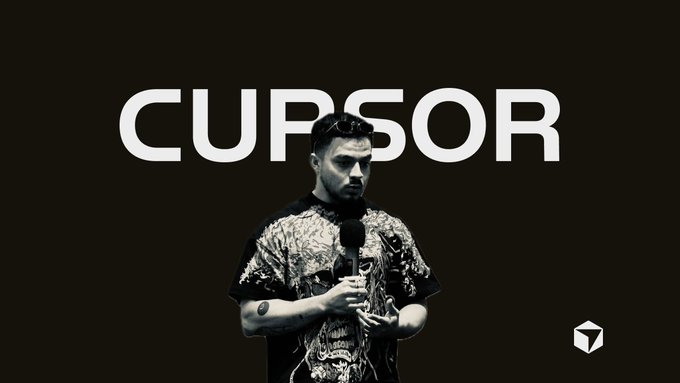 A black-and-white promotional image featuring a man in sunglasses holding a microphone beneath the large text 'CUPSOR,' with a small logo in the bottom right corner.