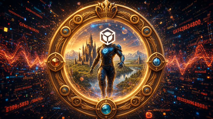 An armored “AURA” champion stands before a glowing fantasy portal framed by an ornate golden ring, symbolizing NucleusCodes’ Season 3 rewards for meaningful onchain and social activity. The futuristic display includes visible text such as “GFMS...,” “GA1428634800,” and “$AURA,” reinforcing the campaign to reward the top 5,000 contributors over the loudest voices.