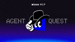 The image features a cartoon character wearing a cowboy hat, with the words "Agent Quest" written above them. The character appears to be judging someone's wallet based on their answers to questions posed by Jesse Pollak. The text also includes the phrase "Base MCP".
