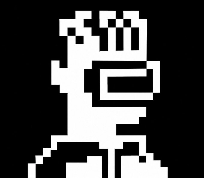 A black-and-white pixel art graphic of a raised clenched fist, presented in a retro 8-bit video game style.

This stylized fist complements the post by visually representing the rallying call to "Mint" the X1 NFT, with the bold, determined gesture symbolizing early support and a call to action for the BROKER token airdrop.