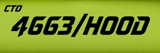 The image displays a bright yellow-green background featuring bold black text that reads "CTO" in the upper left corner and "4663/HOOD" in large stylized font across the center, serving as branding for the $4663/HOOD token on the Robinhood Chain. The image visually represents the project's CTO (Community Takeover) status while highlighting the ticker "4663," which corresponds to the Robinhood Chain ID and spells "HOOD" on a phone keypad.