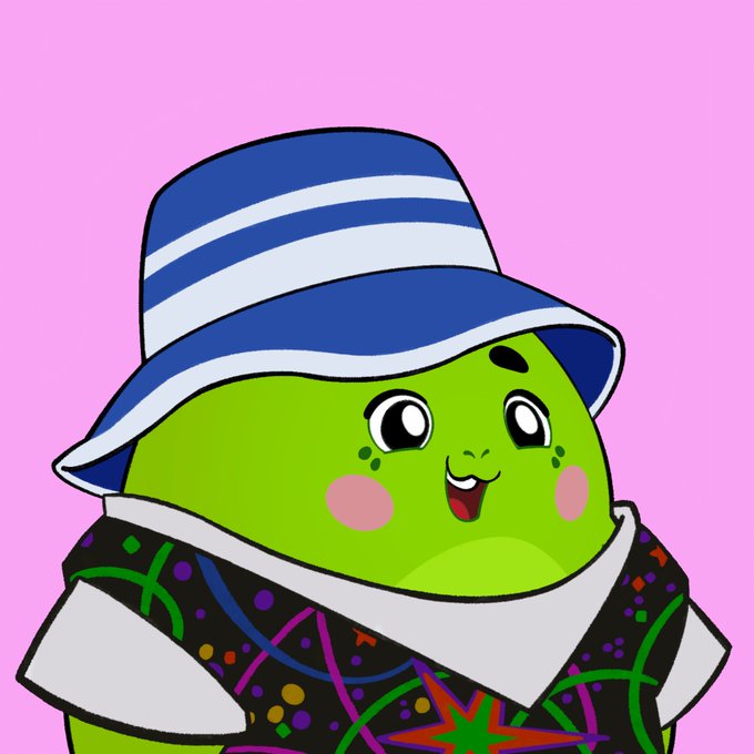 A cheerful cartoon pickle wearing a blue striped sun hat and a colorful patterned shirt smiles against a pink background. The image accompanies a post about sleep tracking, where the anthropomorphic "Sleepagotchi" character visually represents the AI Sleep Coach concept designed to provide actionable guidance rather than just data.