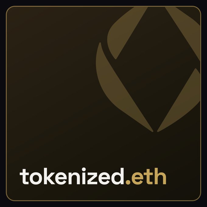 A dark graphic with a stylized logo and the text 'tokenized.eth' displayed in white and gold lettering.