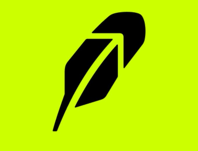 Bright yellow-green background with a black stylized feather or leaf logo in the center.