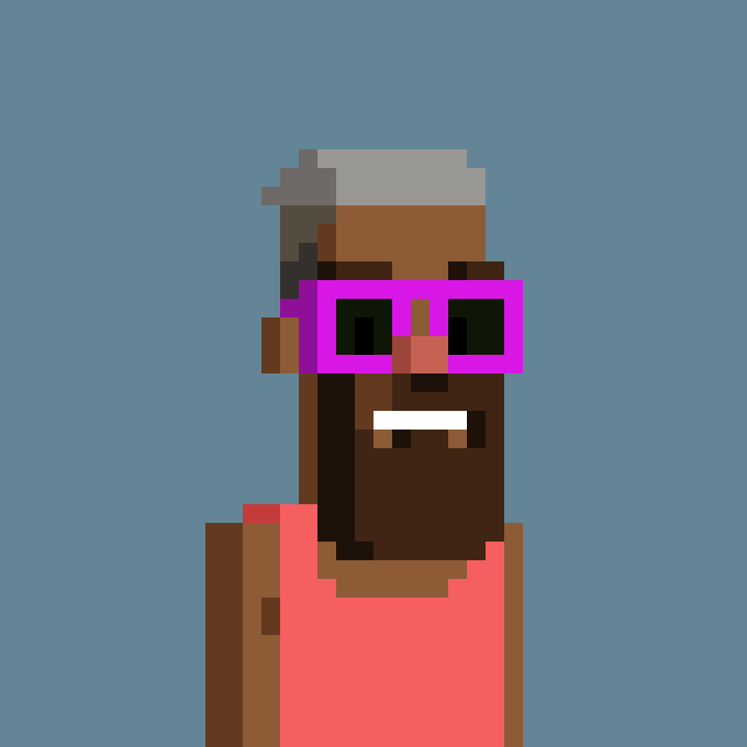 A pixel art portrait depicts a bearded character wearing a white cap, pink-framed sunglasses, and a coral tank top against a blue background, seemingly representing the "basedculture.eth" NFT holder whose winning bid of 0.136 ETH is keeping the auction in overtime with 19 bids on the wire.