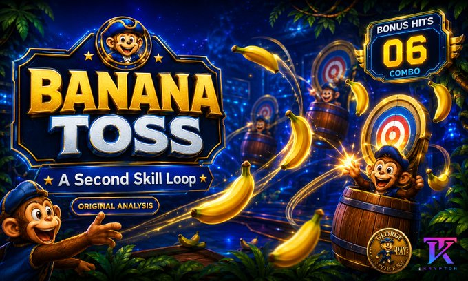 Promotional artwork for a slot game called 'Banana Toss - A Second Skill Loop' by Thunderkick features cartoon monkeys, flying bananas, and a '06 COMBO' bonus hits indicator.