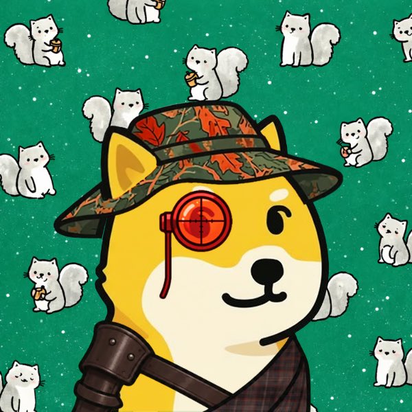 A stylized yellow dog detective wears a patterned hat and a red monocle against a teal background filled with small white squirrel-like characters.