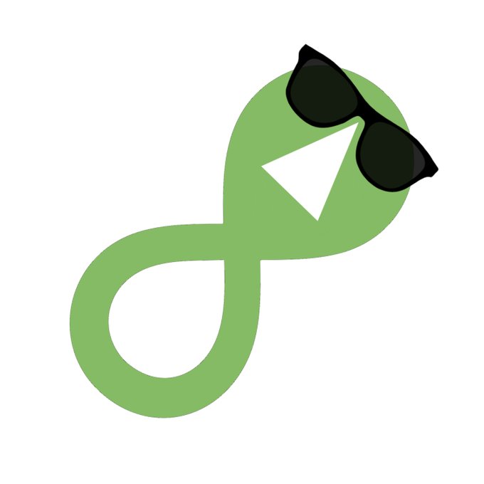 A green cartoon logo featuring a stylized character with sunglasses forming the letter 'g'.