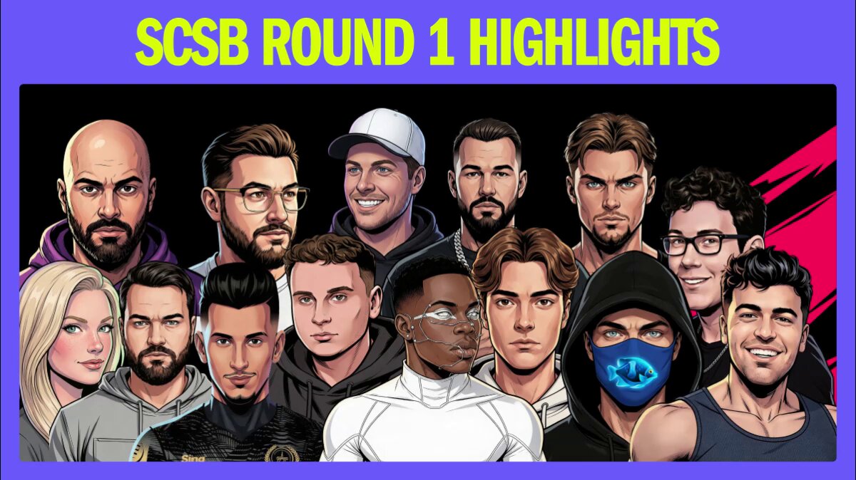 The image features a cartoon-style poster with a group of men wearing hats and glasses standing next to each other against a black background. The poster includes text that reads "Scatters Club Streamer Battles are off to an explosive start Round 1 delivered everything: @StahnGG killed it on his own slots. @keitthlocks lost, got a second shot from @mascoobss, and punched a ticket to the quarterfinals." This suggests that the poster is promoting a streaming platform called Scatters Club, which has been gaining popularity among streamers for its content. The men in the image are likely streamers or fans of the streaming platform who have been actively participating in the streaming community.