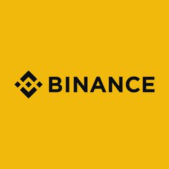 The Binance logo displayed in black on a solid yellow background.