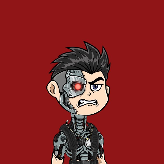 The image features a cartoon character with a robot-like appearance, wearing a backpack and a chain around its neck. The character appears to be angry or upset, possibly due to being tagged by someone named @velin_nn. There are also mentions of a "Freemint" and an "Ape", which could potentially be related to the post's theme or context.