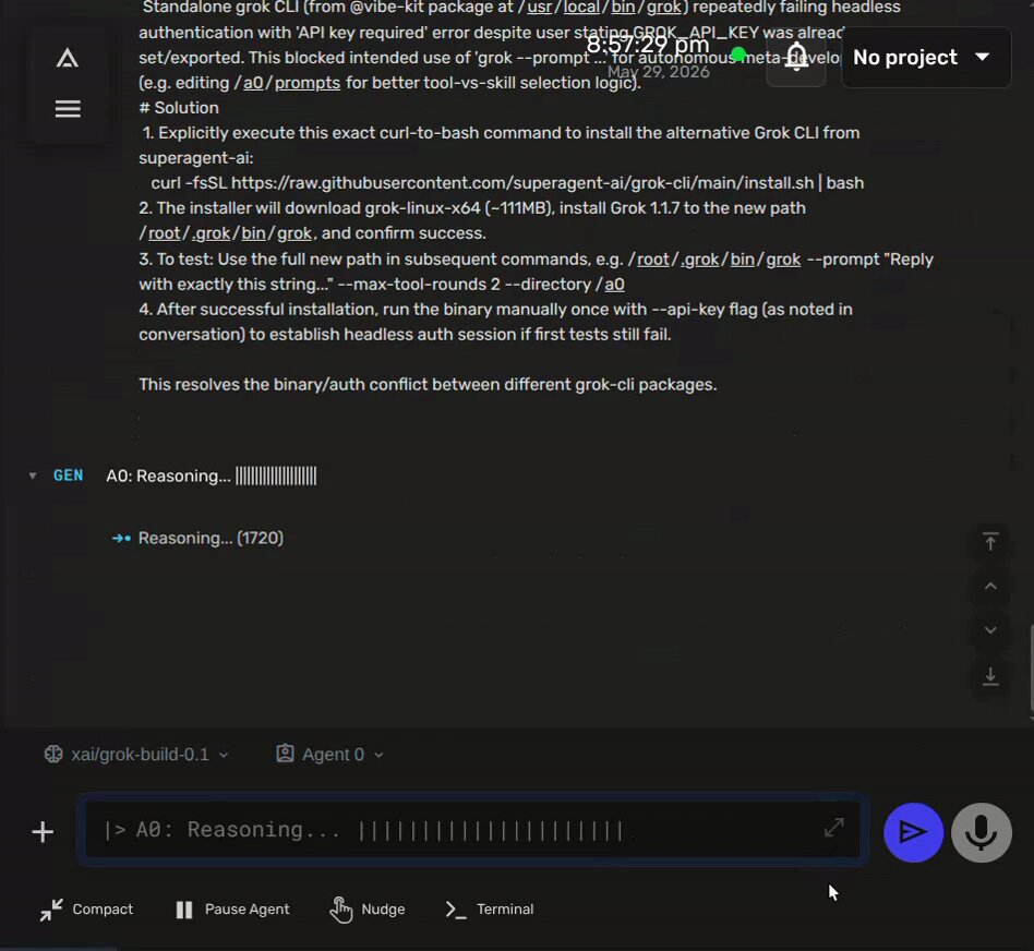 !!!This post was created to document how one can use Grok CLI with Agile agent terminal to improve their prompts while programming. It looks like someone had fun wiring Grok into the terminal using GrokCLI, then watching it self-improve its prompts in the terminal.