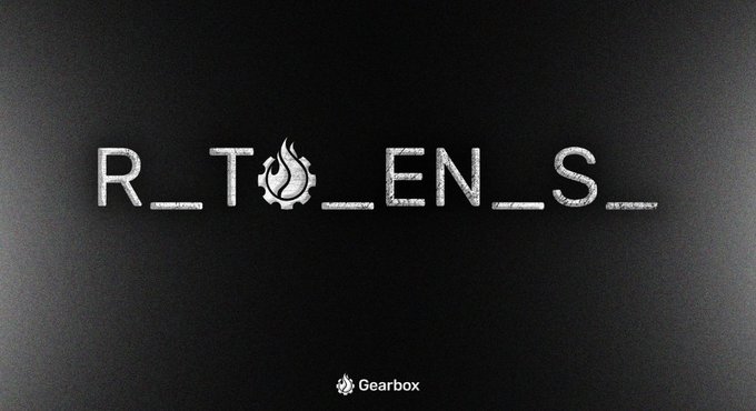 A dark logo for 'R_T_EN_S_' features a flaming gear icon replacing the letter O, with the Gearbox logo displayed at the bottom.