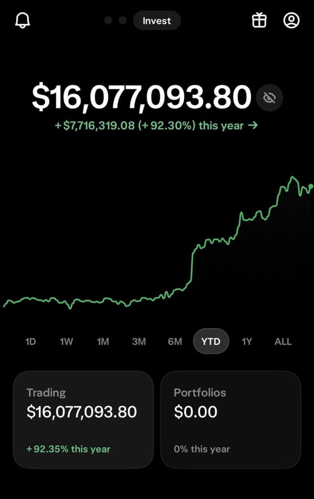 A phone screen displays a trading app with real-time information about stock prices. Below the stock prices chart are two notifications for trading actions taken so far, indicating that someone has executed trades. At the top of the screen, there's a message expressing gratitude towards the user and stating that their efforts have paid off. The image includes text elements in English to match the viewer's native language.