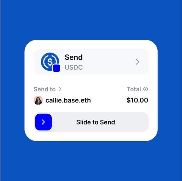 The image features a screenshot of an online payment process, specifically showing someone sending money via USDC or PayPal. A total amount of $10.00 needs to be sent, with the funds being transferred to another account through a slide-to-send feature. In the corner of the screen, there is also text indicating that this payment method is for use in exchange for digital services on the internet.