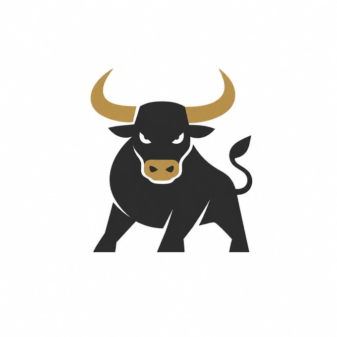 A stylized black and gold bull illustration serves as the logo for a new Solana-based memecoin, whose contract address (Gku6Skf3jX71ebZBMD89YVdafwoRvw1Rb7aA3a7wpump) and launch hashtags are shared in the accompanying post.