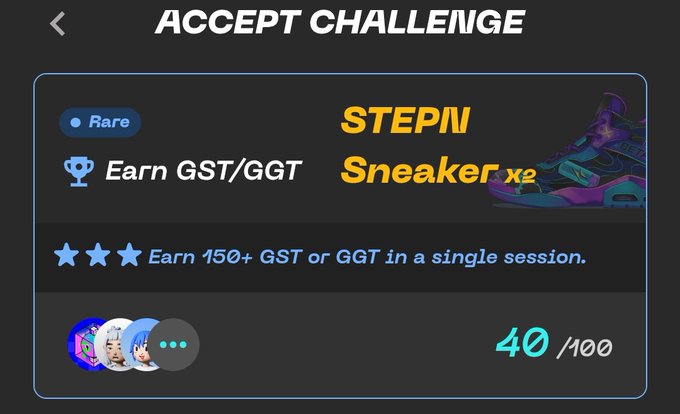 The image features a poster or sign with text that reads "Accept Challenge". Below the text, there are three different images of sneakers displayed. The first image shows a purple sneaker, the second one displays a blue sneaker, and the third one is a black sneaker. The background color of the poster is dark gray.